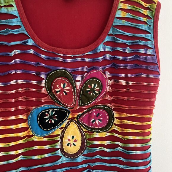 RISING INTERNATIONAL Vtg Cotton Nepalese Floral Boho Hippie Rainbow Dress- XXL - Picture 5 of 8